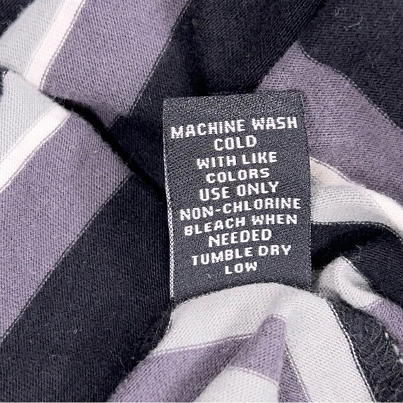 XL Grey Black White Striped Tee Womens Short Sleeve Cotton - Picture 14 of 14